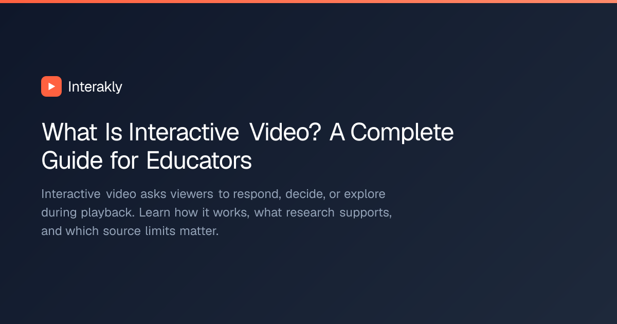 What Is Interactive Video? A Complete Guide for Educators — Interakly